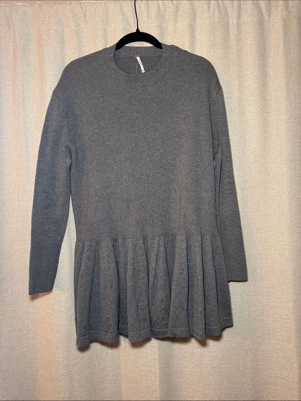 Free People Gray Knit Peplum Sweater Dress Size XS Oversized